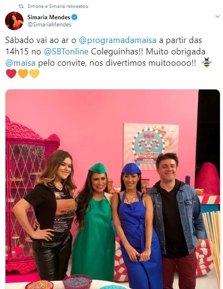 Simone e Simaria gravam programa ao lado de Maisa