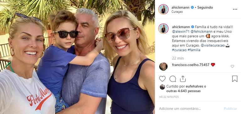 Ana Hickmann se declara para família em viagem para Curaçao