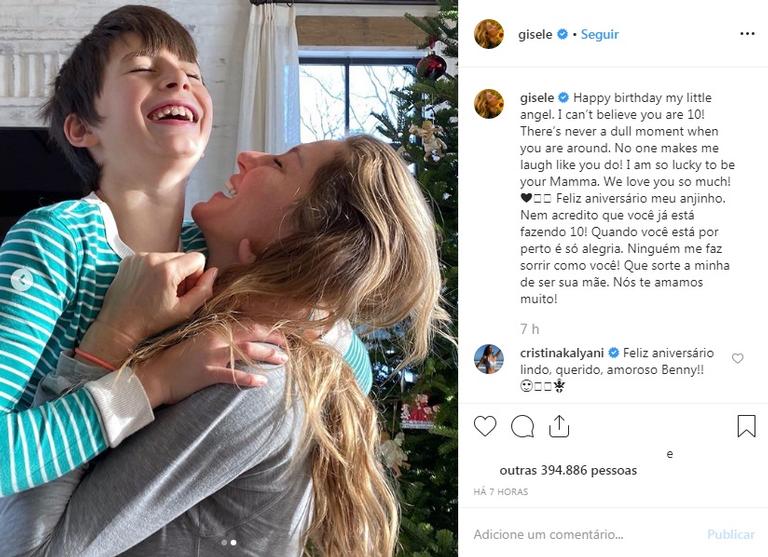 Gisele Bündchen comemora aniversário de 10 anos do filho