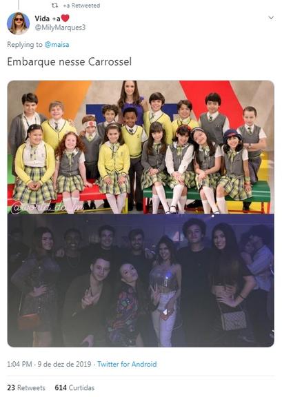 Maísa aparece junto com o elenco de Carrossel em aniversário