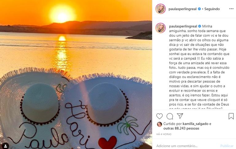 Ex-BBB Paula Sperling se declara para Hariany: ''Milionárias''