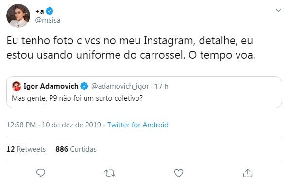 Maisa relembra foto antiga com ao lado da banda P9