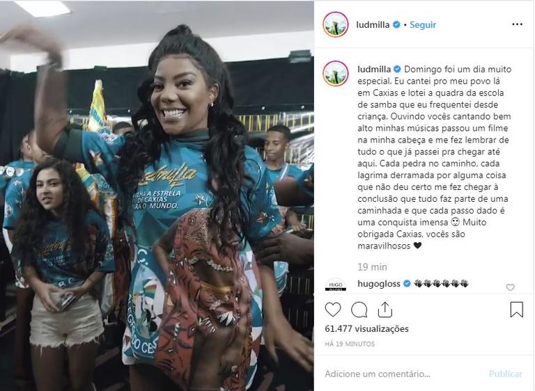 Emocionada, Ludmilla fala sobre show que realizou em Duque de Caxias, sua cidade natal 