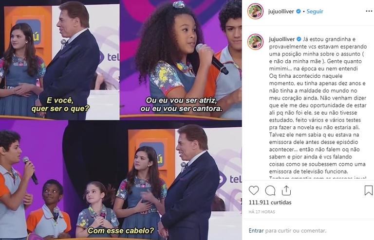 Júlia Olliver relembra episódio com Silvio Santos