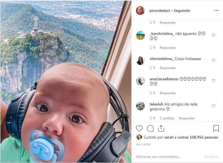 Davi, filho de Gabi Brandt e Saulo Poncio apareceu em mais um post muito fofo ao lado de Cristo Redentor 