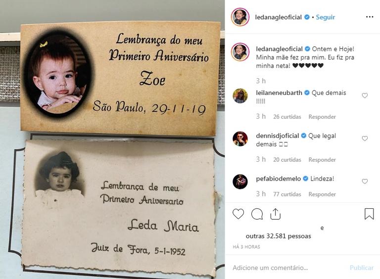 Leda Nagle manda fazer lembrancinha do primeiro ano de Zoe idêntica a sua 