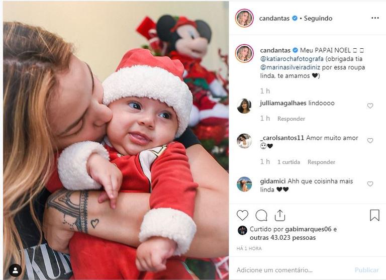 Valentim, filho de Carol Dantas encantou seguidores da mamãe ao aparecer com roupinha de papai noel 