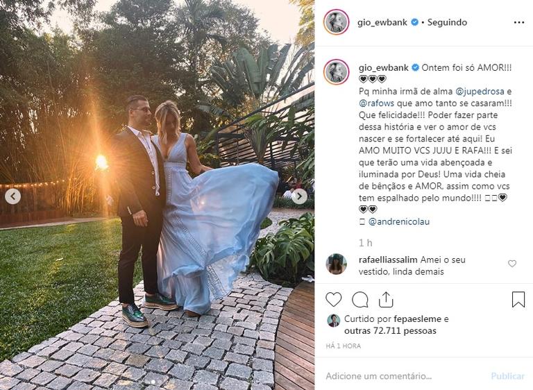 Gio Ewbank e Bruno Gagliasso trocam beijão em casamento