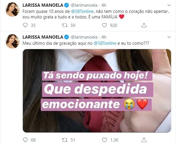 Larissa Manoela se despede do SBT