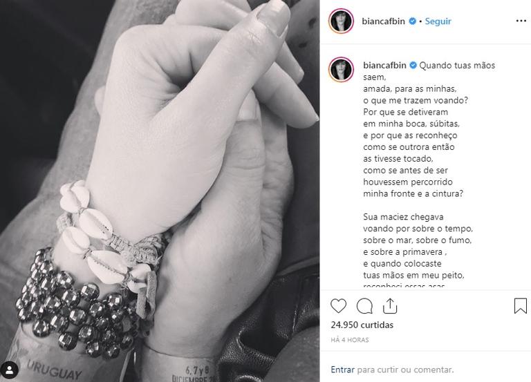 Bianca Bin se declara para Sérgio Guizé