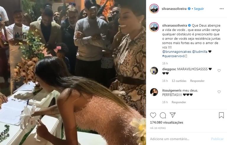 Mãe de Ludmilla comemora casamento da filha com Brunna