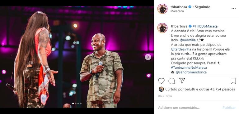 Thiguinho se declara para Ludmilla na web depois de show