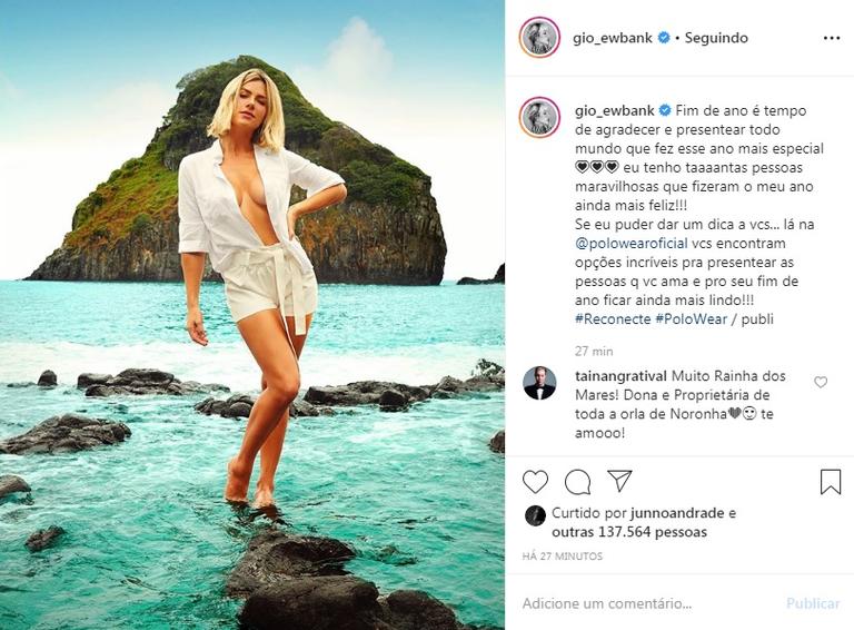 Giovanna Ewbank quase mostra demais em foto na praia