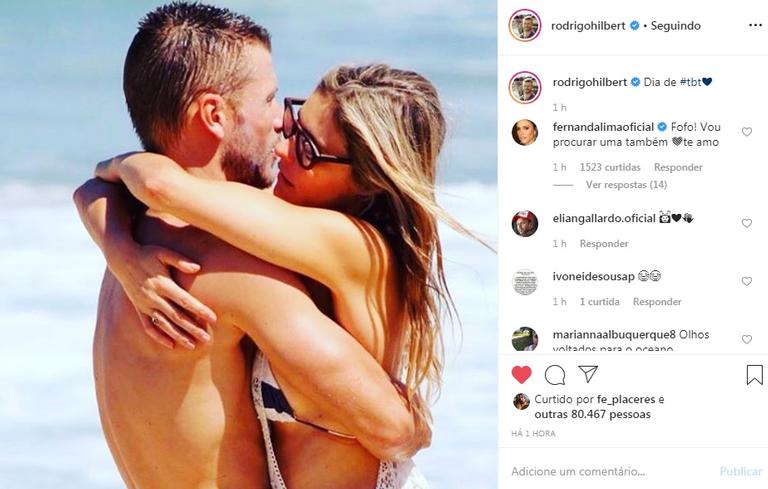 Rodrigo Hilbert compartilha foto antiga com Fernanda Lima