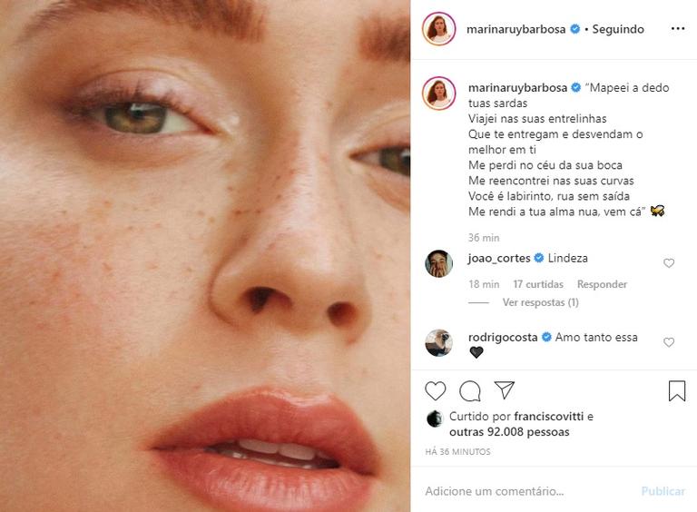 Marina Ruy Barbosa encanta com foto de suas sardinhas