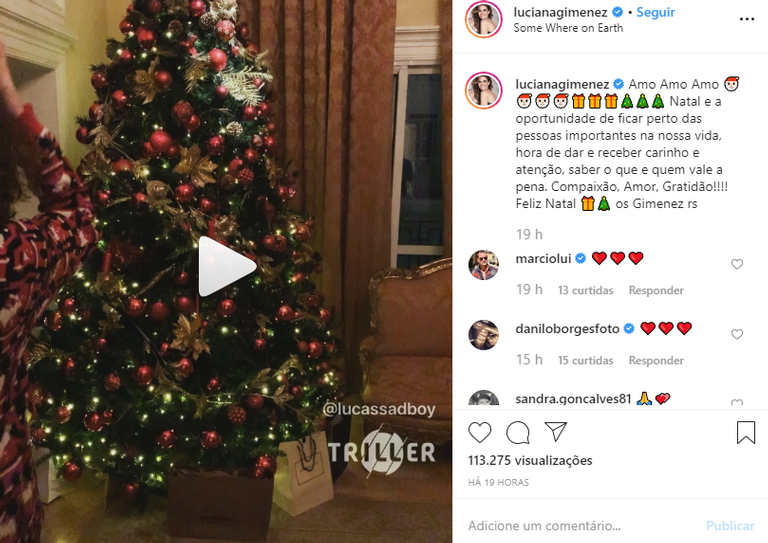 Luciana mostra o filho dançando em clima de Natal