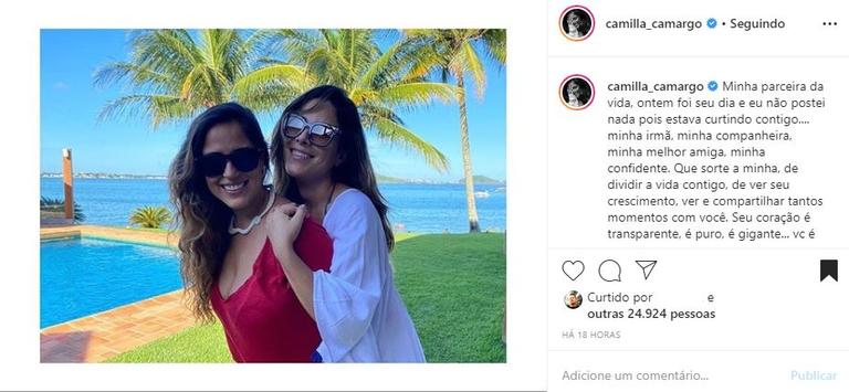 Camilla Camargo se declara para a irmã Wanessa 