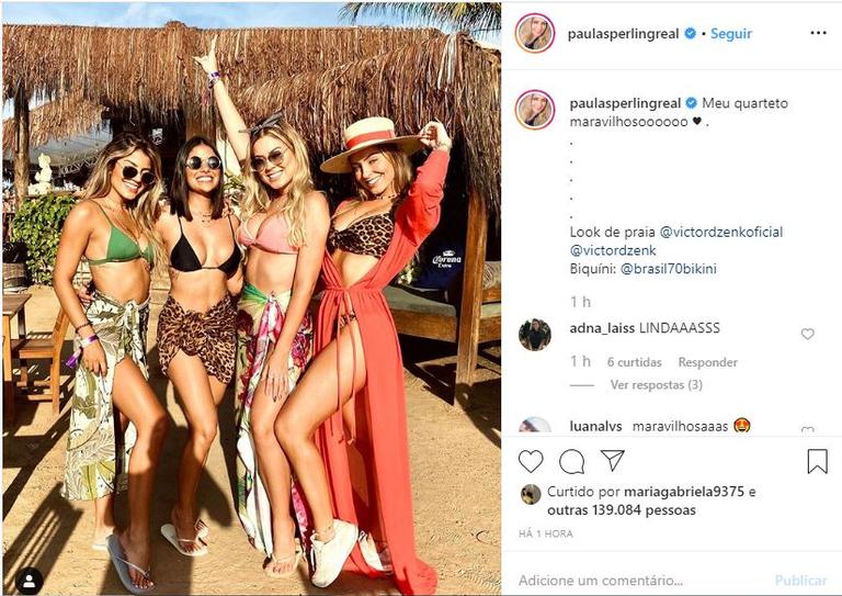 As ex-BBBs, Paula Sperling, Hariany Almeida, Isabella Cecchi e Munik Nunes posaram juntas em viagem para Fernando de Noronha 