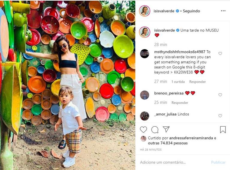 A atriz registrou um momento do passeio que fez com o filho e encantou seus seguidores com tamanha fofura 