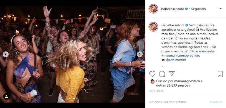 Isabella Santoni relembra Ano Novo e agradece