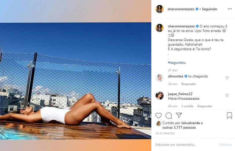 Sheron Menezzes aparece tomando sol e é elogiada nas redes