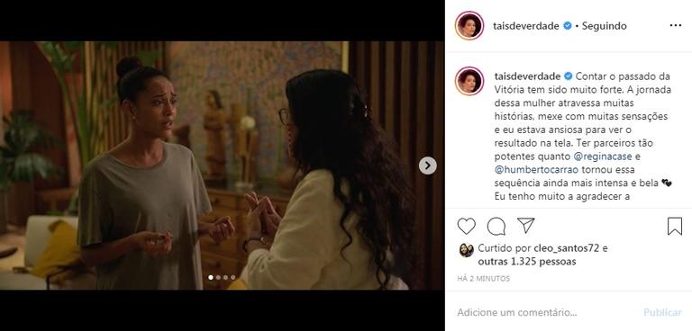 Taís Araujo agradece sua participação na novela Amor de Mãe