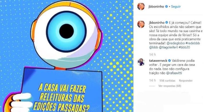 Tata Werneck brinca sobre entrar no BBB20