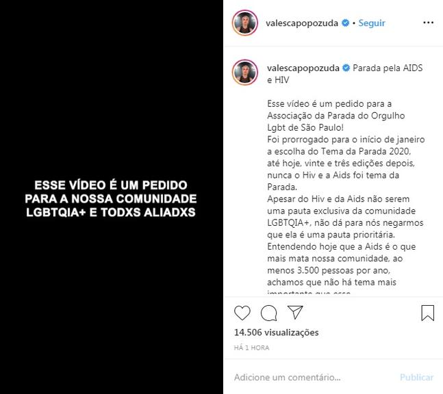 Valesca Popozuda pede que HIV seja tema da Parada LGBT