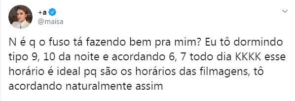 Maisa Silva acorda cedo e explica motivo nas redes