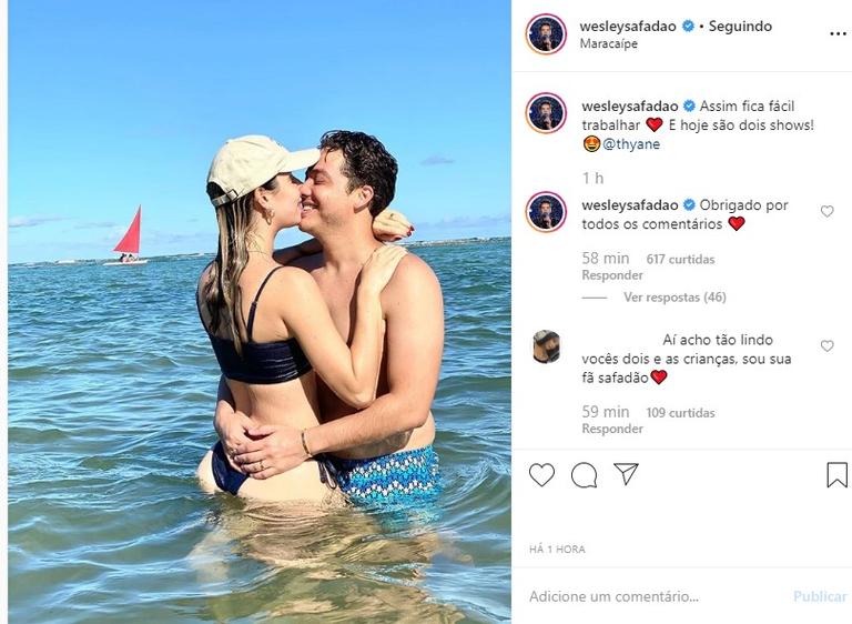 Wesley Safadão e Thyane Dantas em momento quente