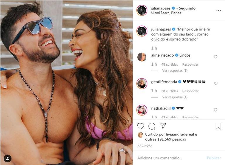 A atriz se declarou ao marido após postar uma foto muito apaixonada ao lado dele 