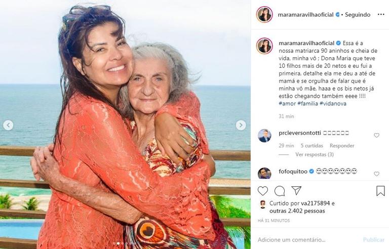 Mara Maravilha celebra 90 anos da avó, Dona Maria