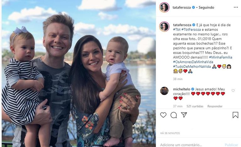 Thais Fersoza e Michel Teló com os filhos na Disney