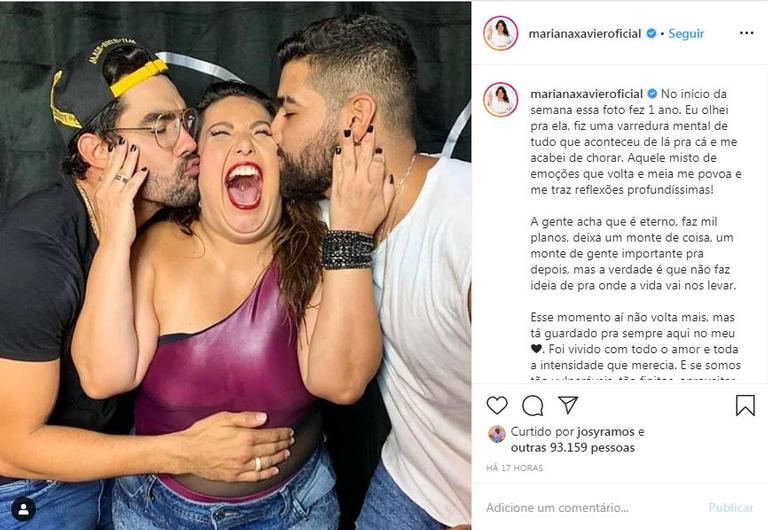 A atriz compartilhou um clique com Gabriel Diniz e Dilsinho e fez uma longa reflexão sobre a vida 