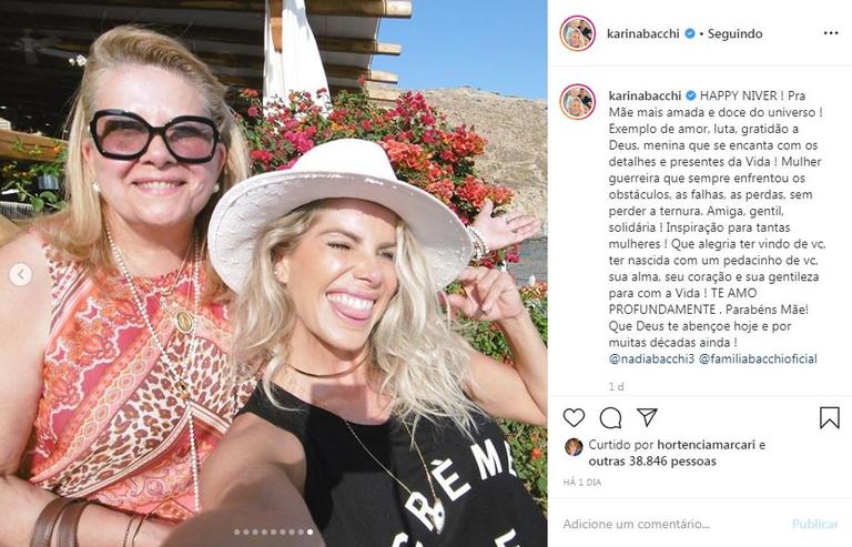 Karina Bacchi celebra o aniversário da mãe, Nadia