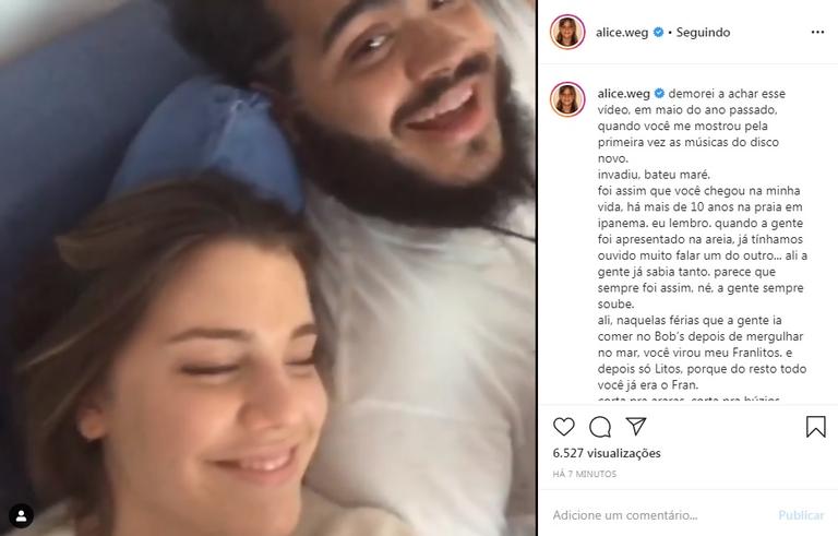 Alice Wegmann parabeniza Francisco Gil com declaração na web