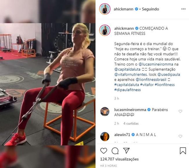 Ana Hickmann mostra rotina de treino