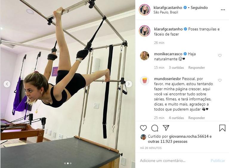 A atriz mostrou toda sua elasticidade em uma pose de pilates e surpreendeu seus fãs 