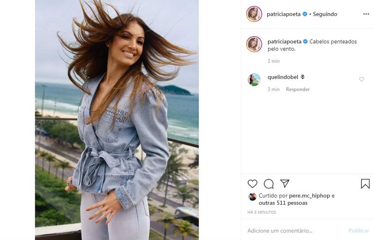 Patrícia Poeta aparece com cabelos ao vento e encanta a web