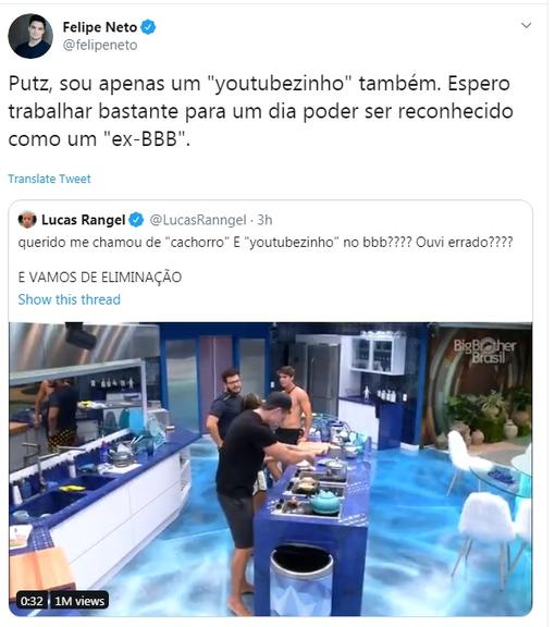 Felipe Neto envia indireta para os brothers e divide opiniões