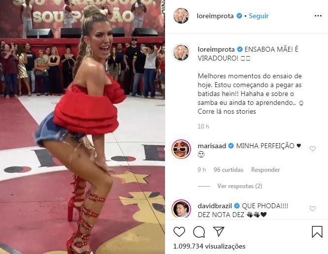 Lorena Improta em ensaio da Viradouro