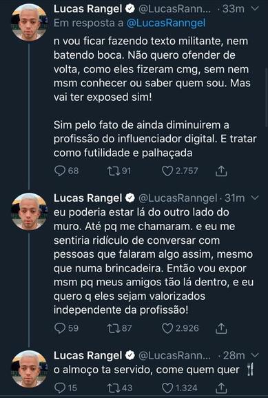 Lucas Rangel se ofende com participante