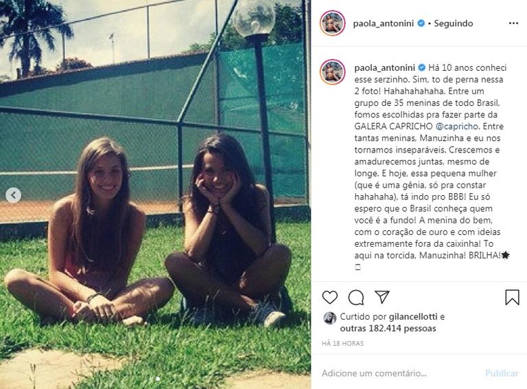 Modelo Paola Antonini se declara para Manu Gavassi