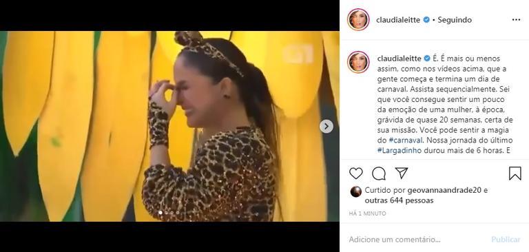 Claudia Leitte faz relato sobre Carnaval e emociona os fãs