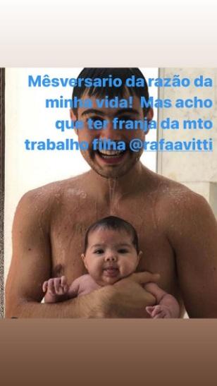 Tatá Werneck mostra Rafa Vitti e Clara Maria no banho