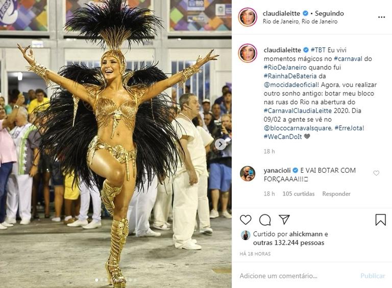 Claudia Leitte relembra momentos como Rainha de Bateria