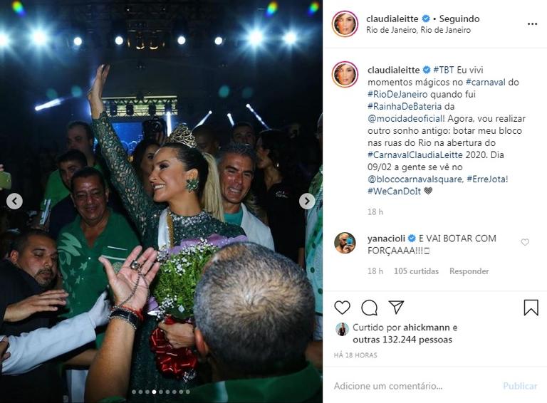 Claudia Leitte relembra momentos como Rainha de Bateria