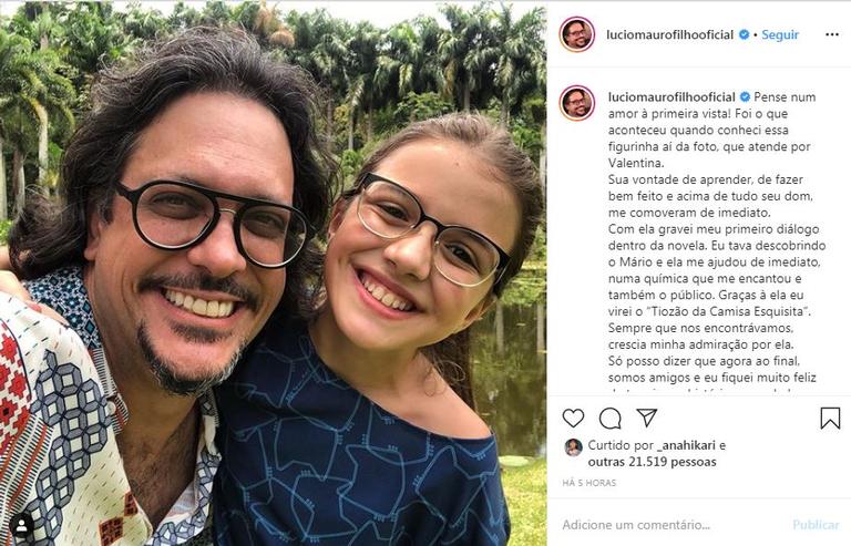 O ator fez uma homenagem a atriz mirim com quem contracenou na trama das 19h 