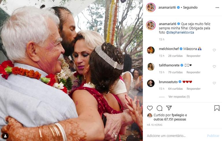 Ana Maria Braga comemora casamento da filha: ''Muito feliz''