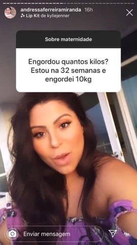 Andressa Ferreira fala sobre ganho de peso na gestação